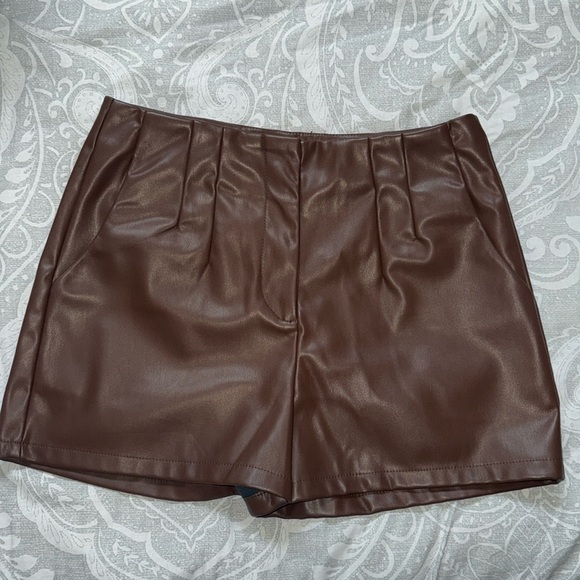 Pants - Chocolate leather shorts